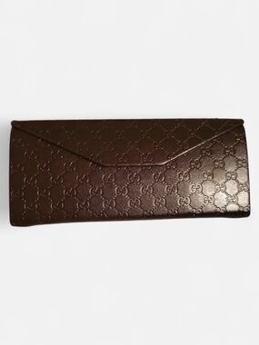 Gucci Brown Embossed Trifold Sunglasses Case